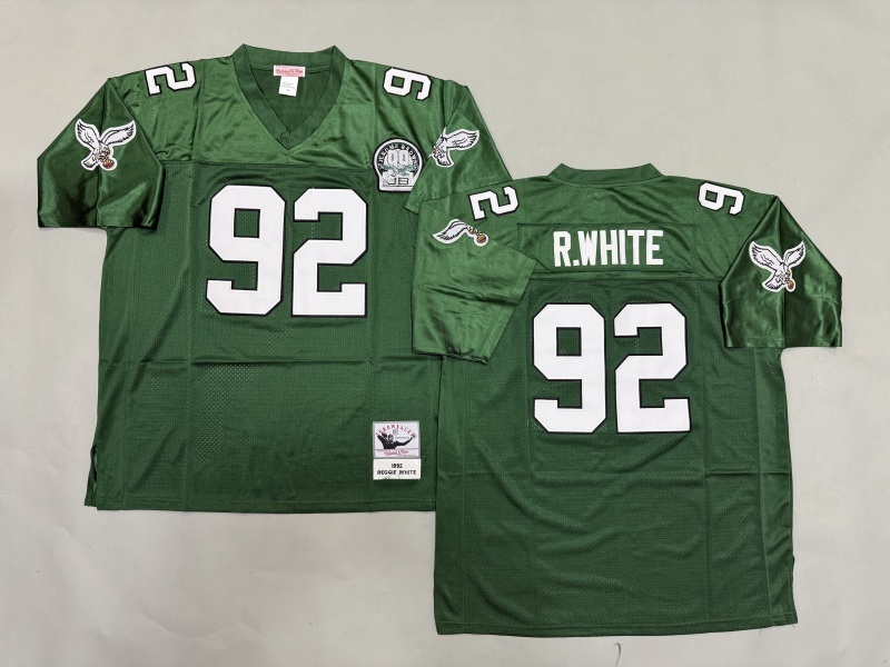 Men 2025 Philadelphia Eagles #92 R.White green Throwback Limited NFL Jersey style 001